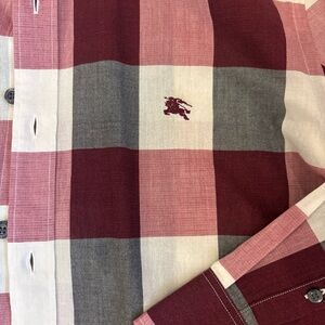 Burberry Burgundy and Gray Plaid Shirt